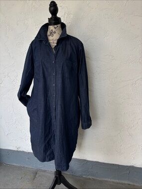 Joan Rivers Navy Long Sleeve Shirt Dress
